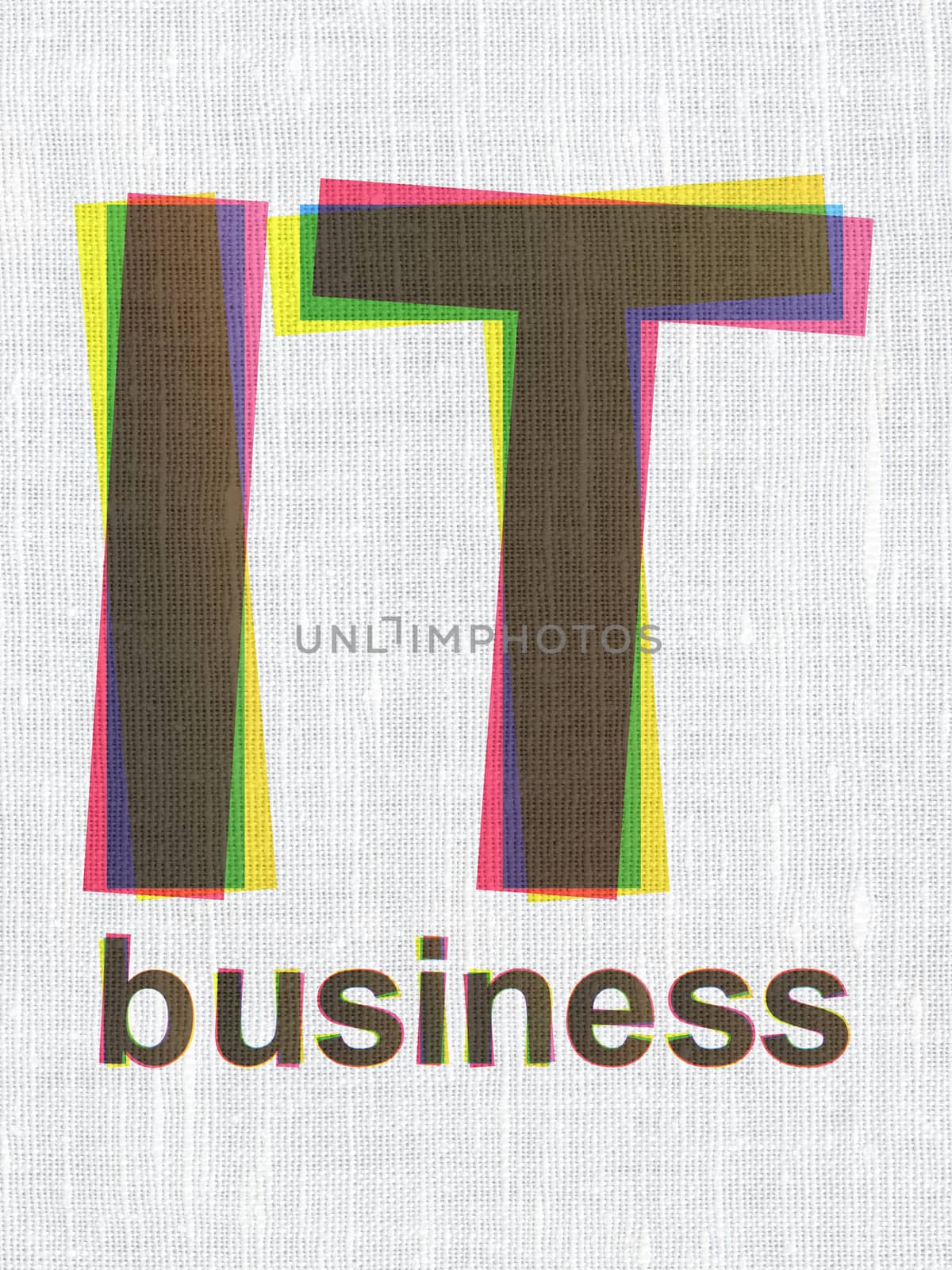 Business concept: CMYK IT Business on linen fabric texture background, 3d render