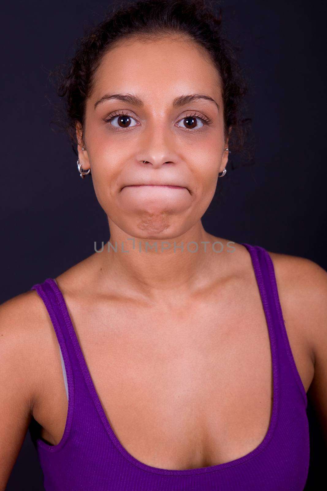 silly young beautiful woman close up portrait