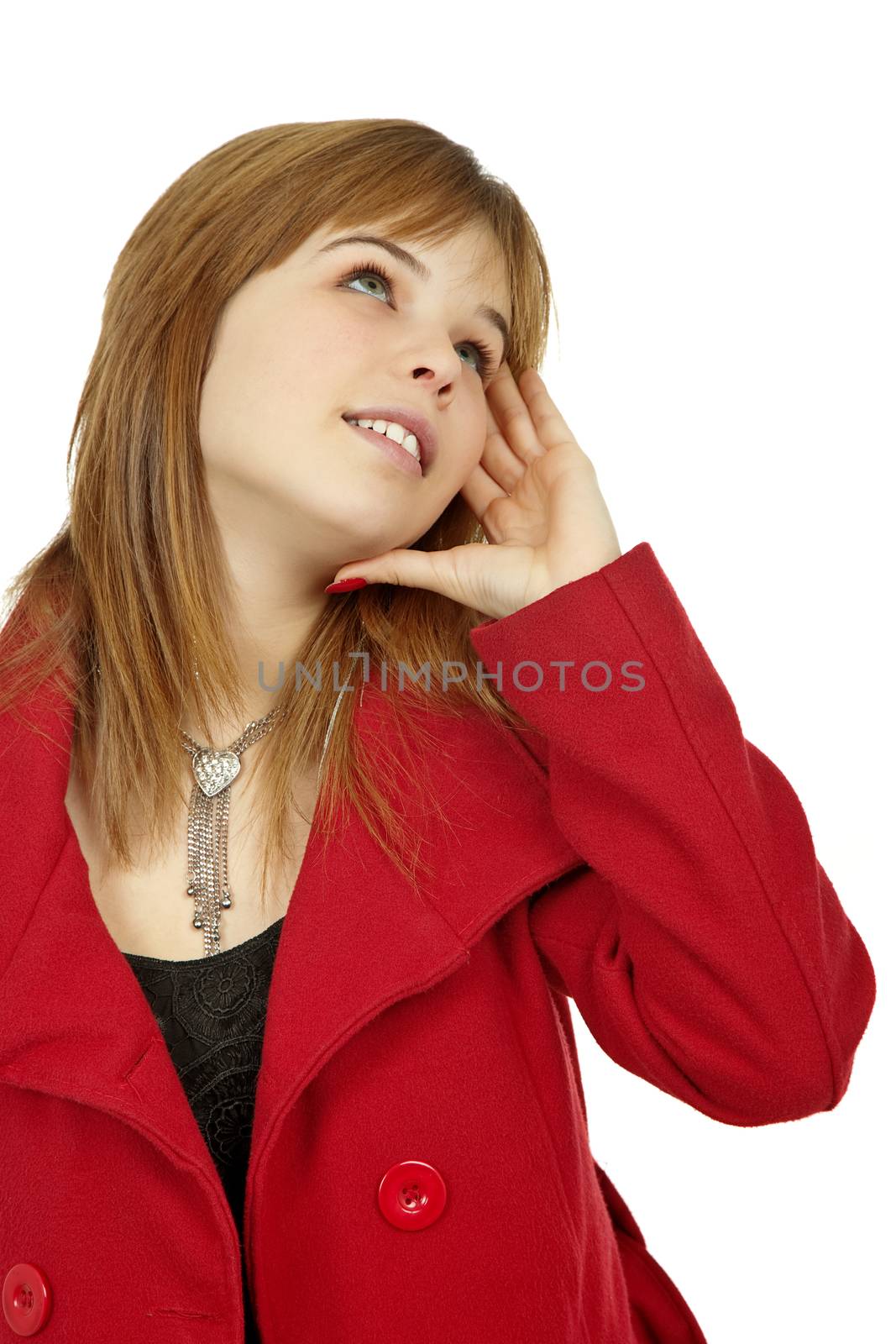 young casual blonde woman close up portrait