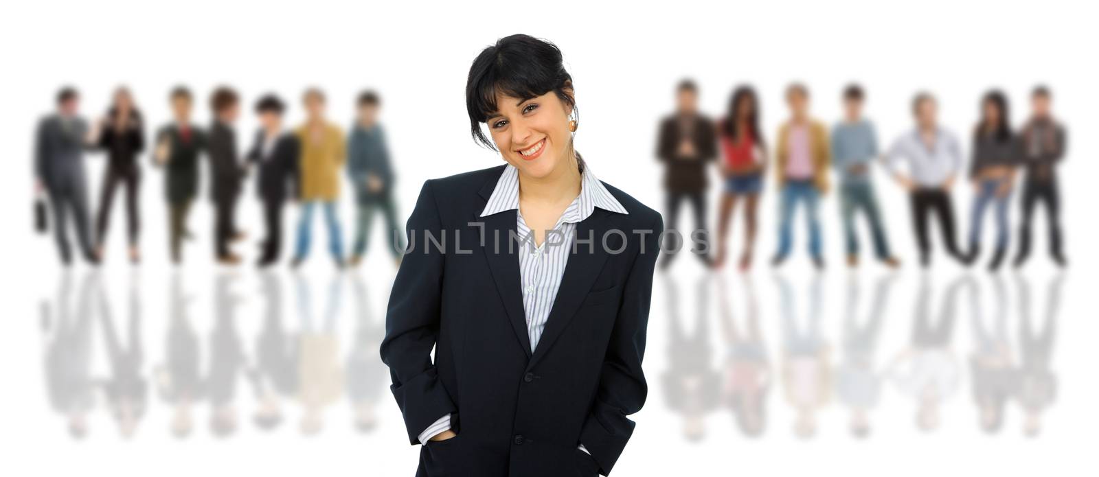 young business woman with some people on the back