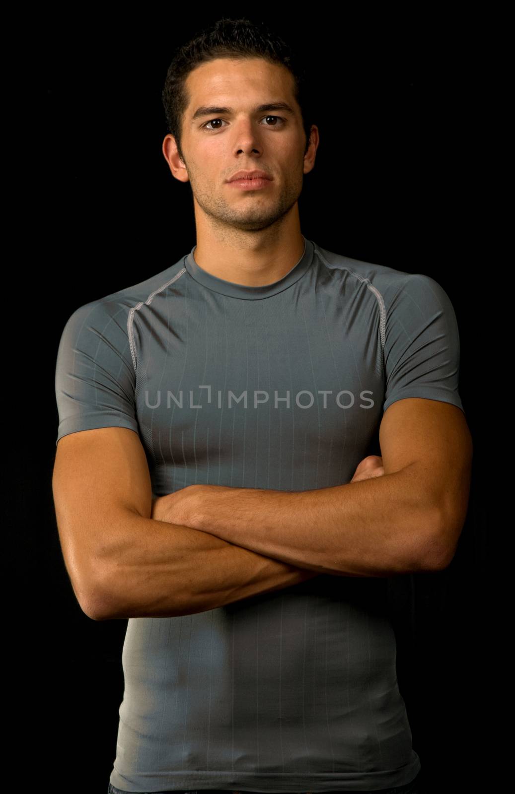 young man portrait, on a black background