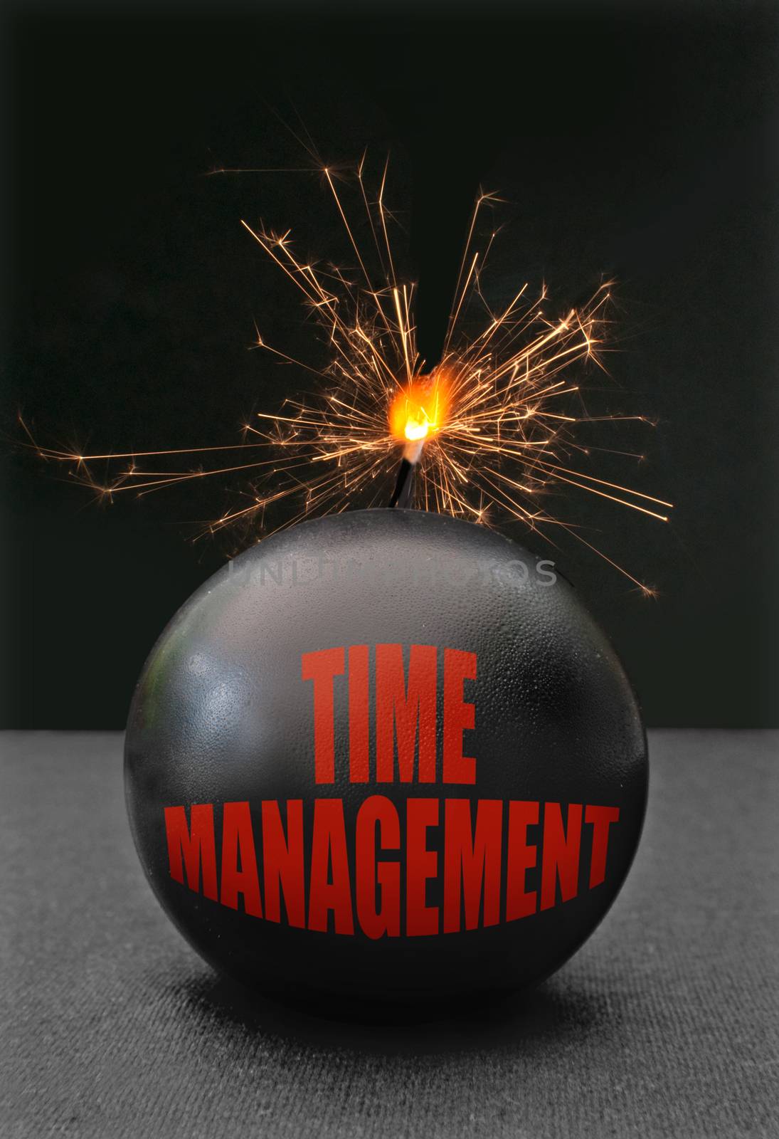 Lit bomb labeled time management  