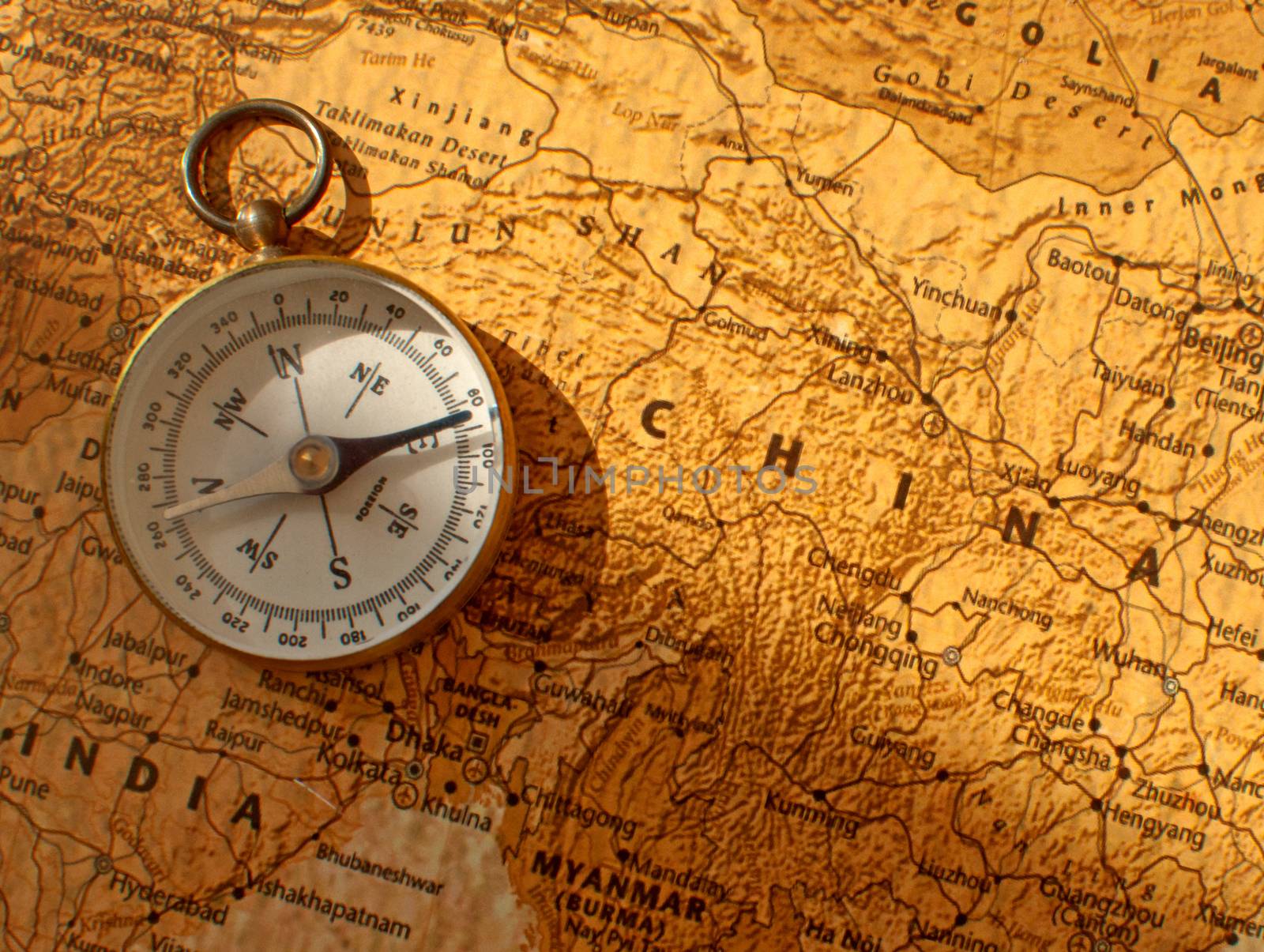 Map of china with compass 