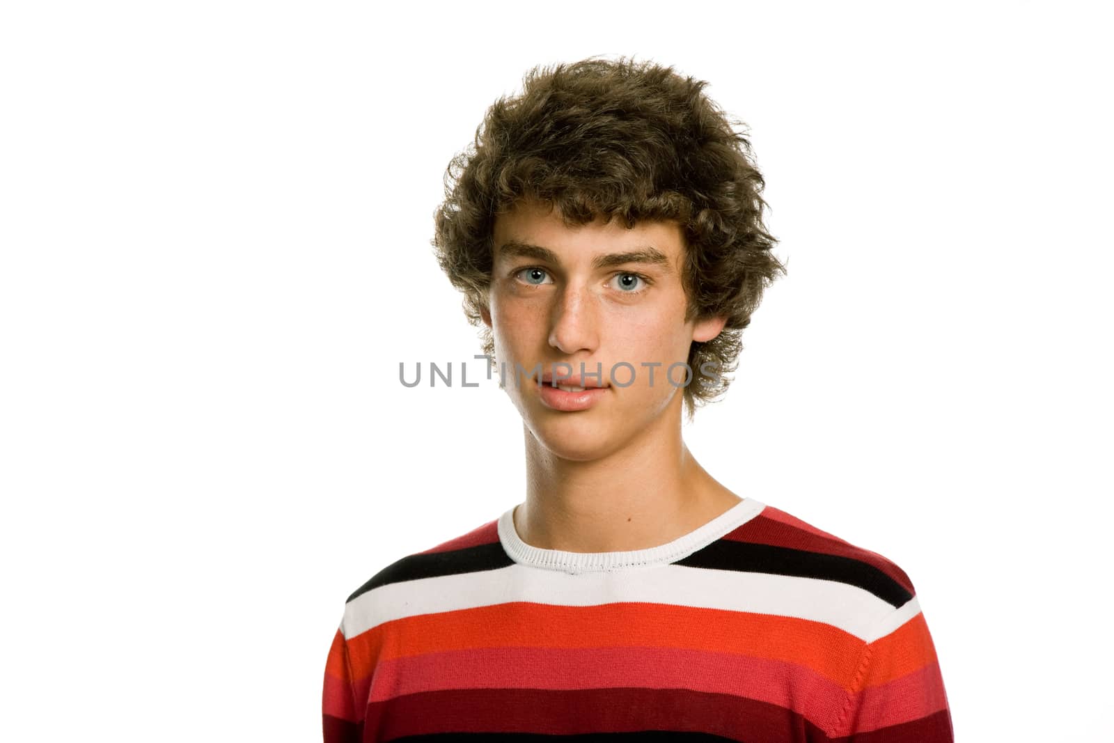 casual young man portrait, isolated on white