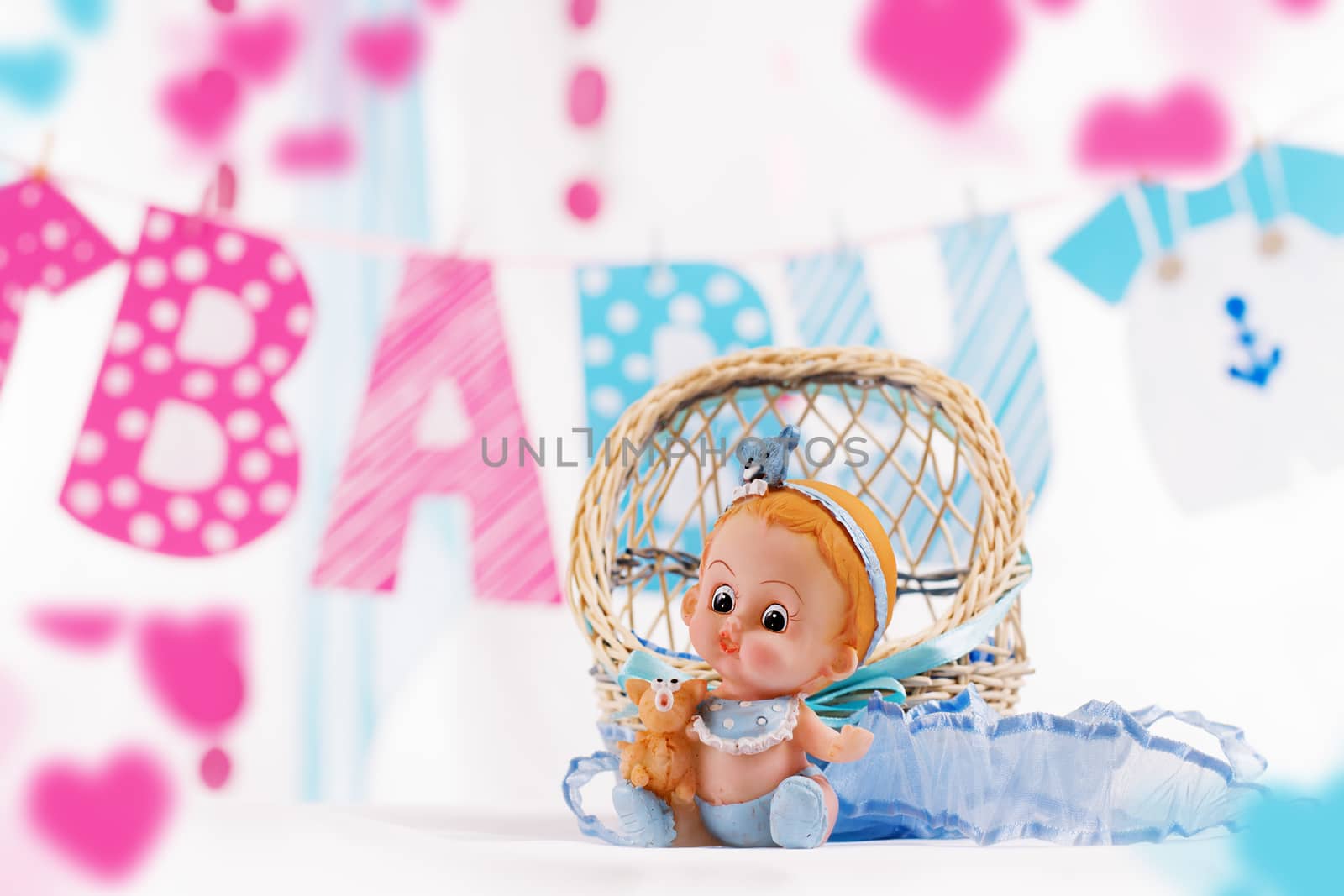 Baby boy shower decor in blue and pink elements by Angel_a