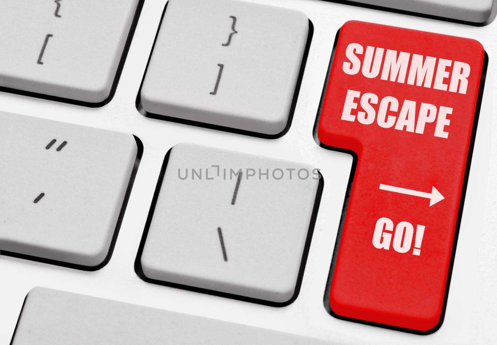 Summer escape printed on a computer return key
