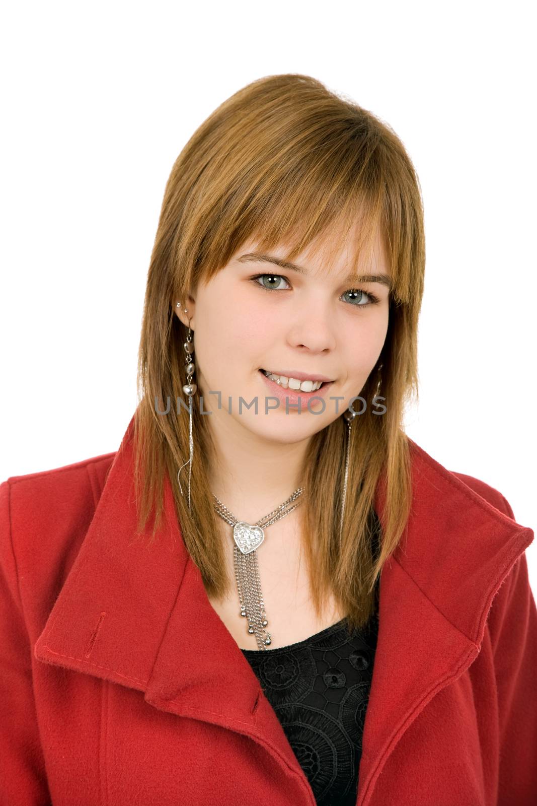 young casual blonde woman close up portrait