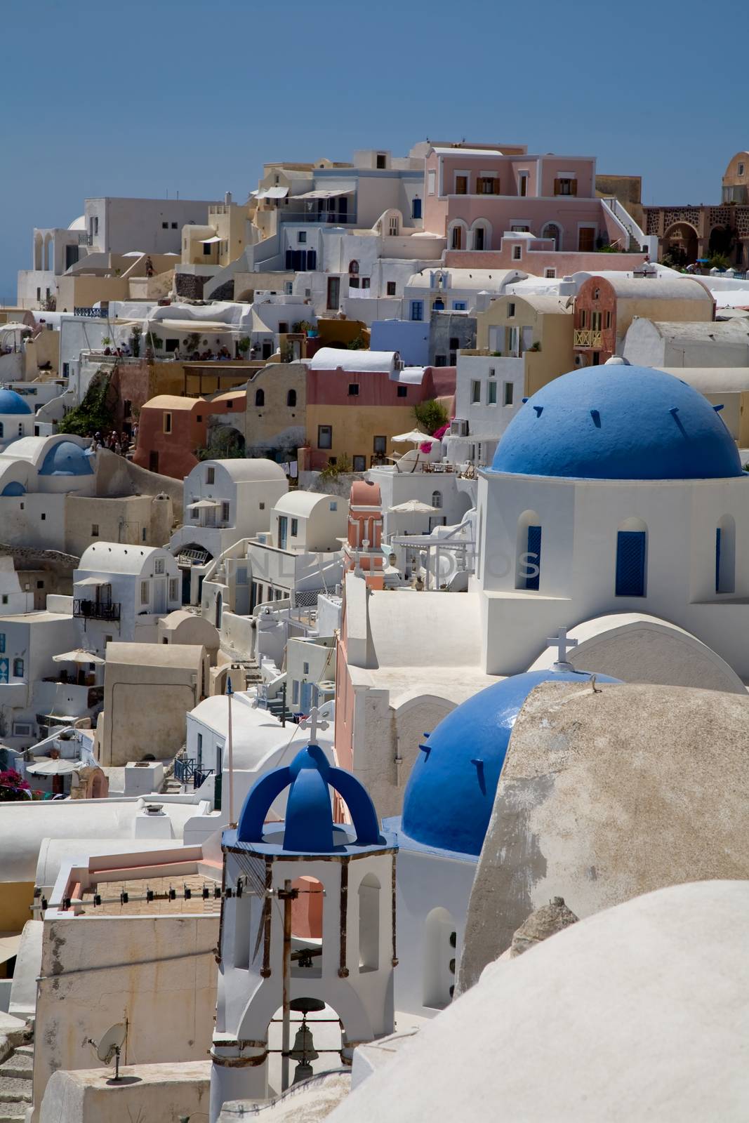 view of Oia at the greek island of Santorini