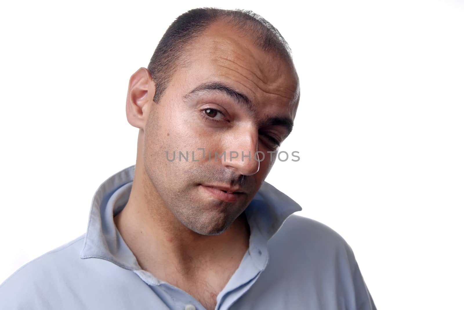 young casual man portrait in white background