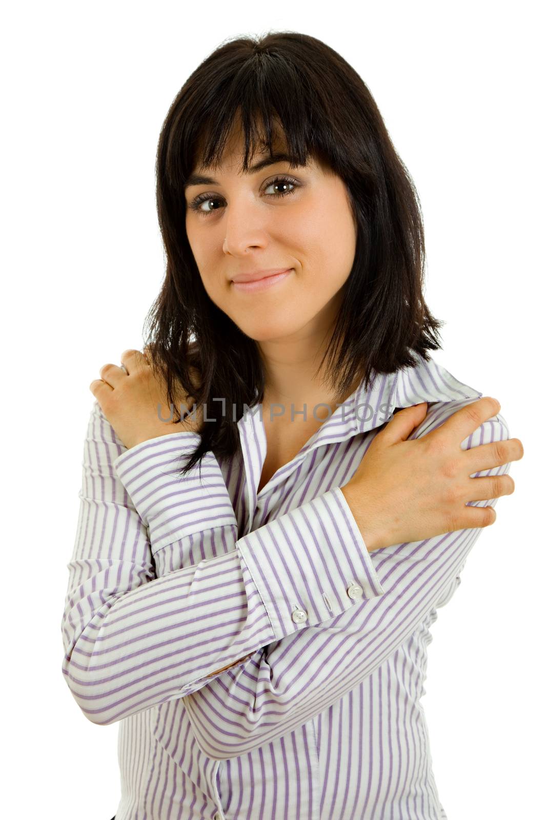 young beautiful woman portrait, isolated on white