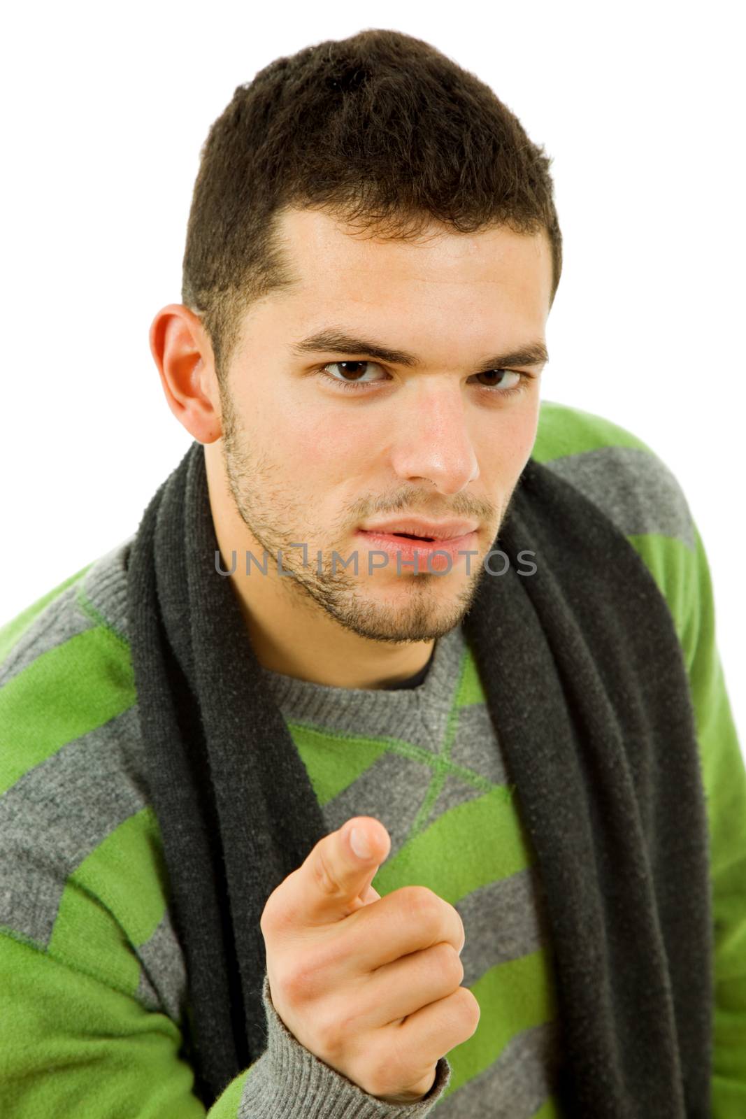 studio picture of a young man, isolated on white