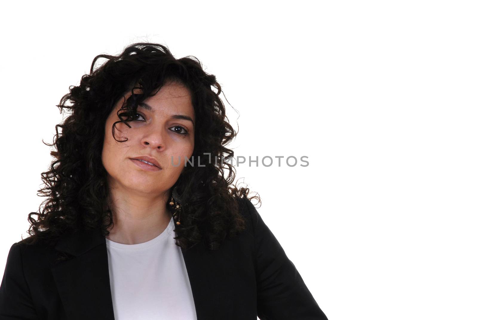 young woman portrait in white background