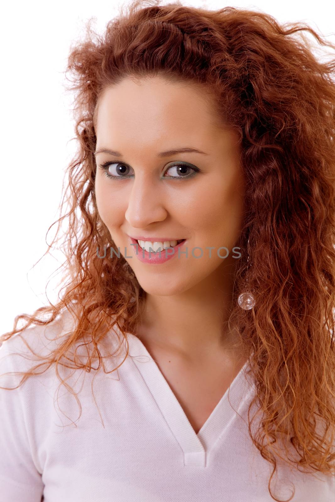 young beautiful woman close up portrait, isolated