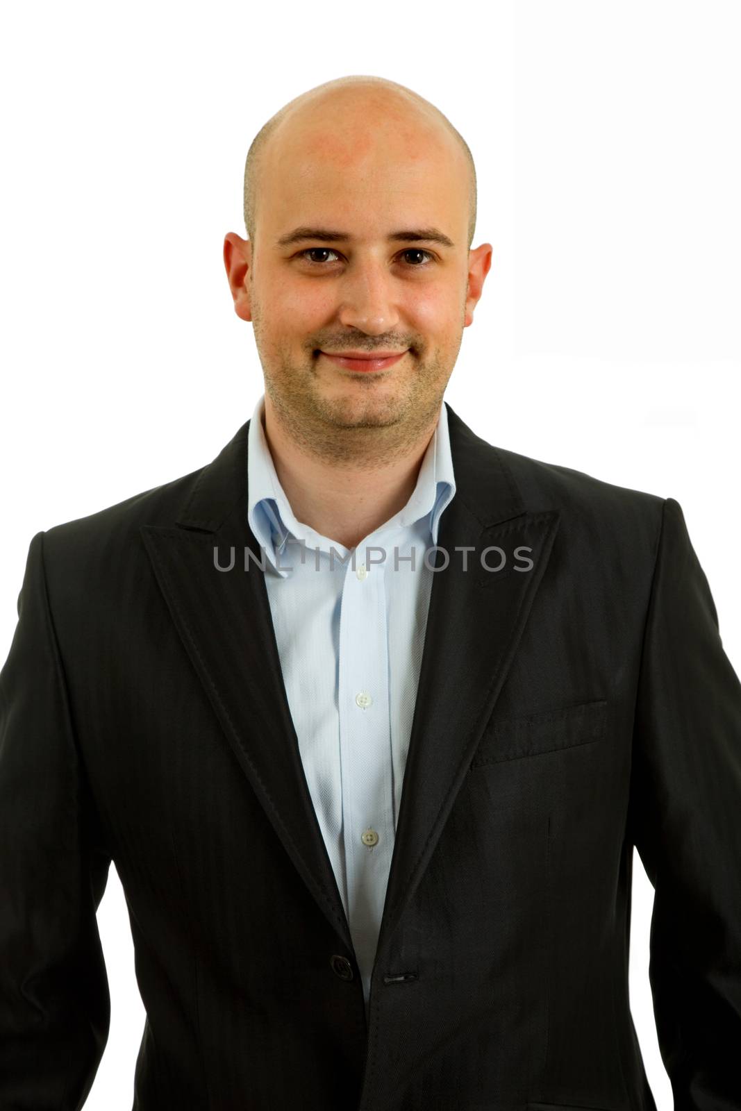 studio picture of a happy young man, isolated on white