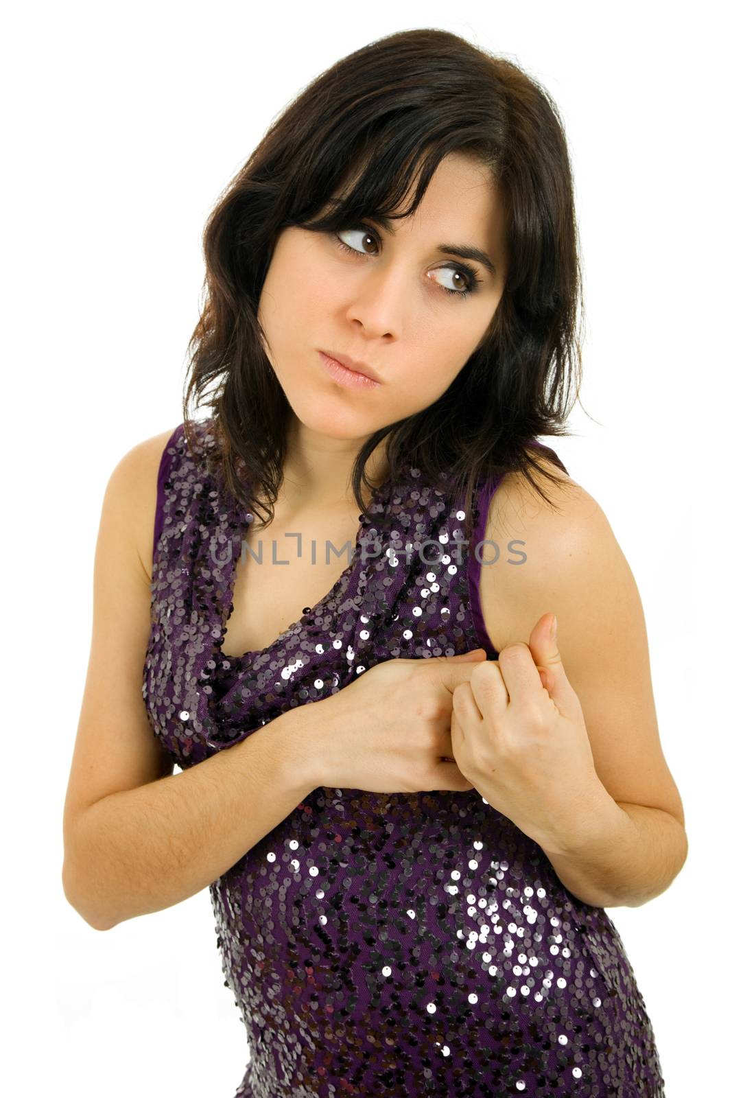 young beautiful woman portrait, isolated on white