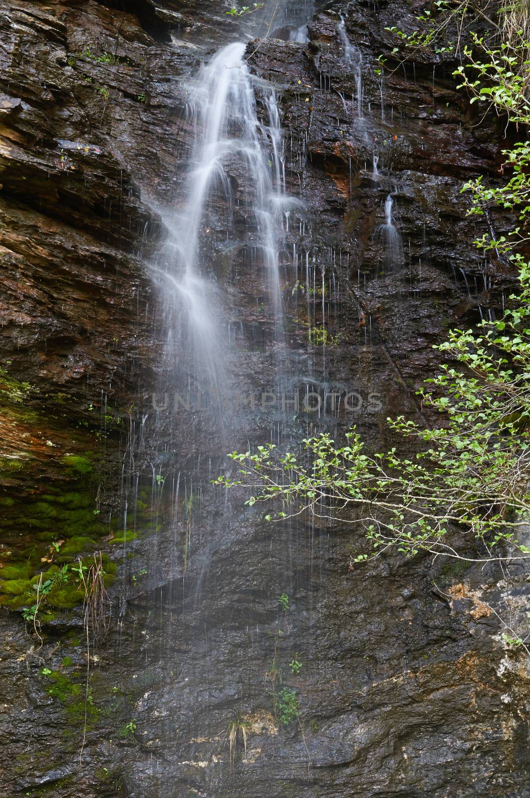 Pena Branca river waterfall in Folgoso do Courel (or Caurel), Lugo, Spain