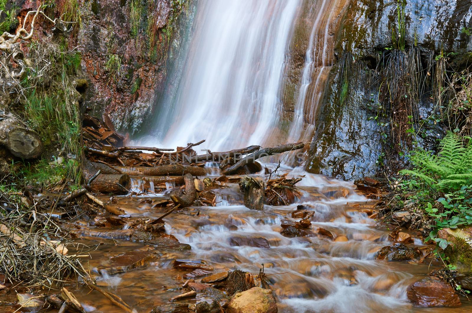 Cobo River waterfall (aka O Rexio waterfall)  in Folgoso do Courel (or Caurel), Lugo, Spain