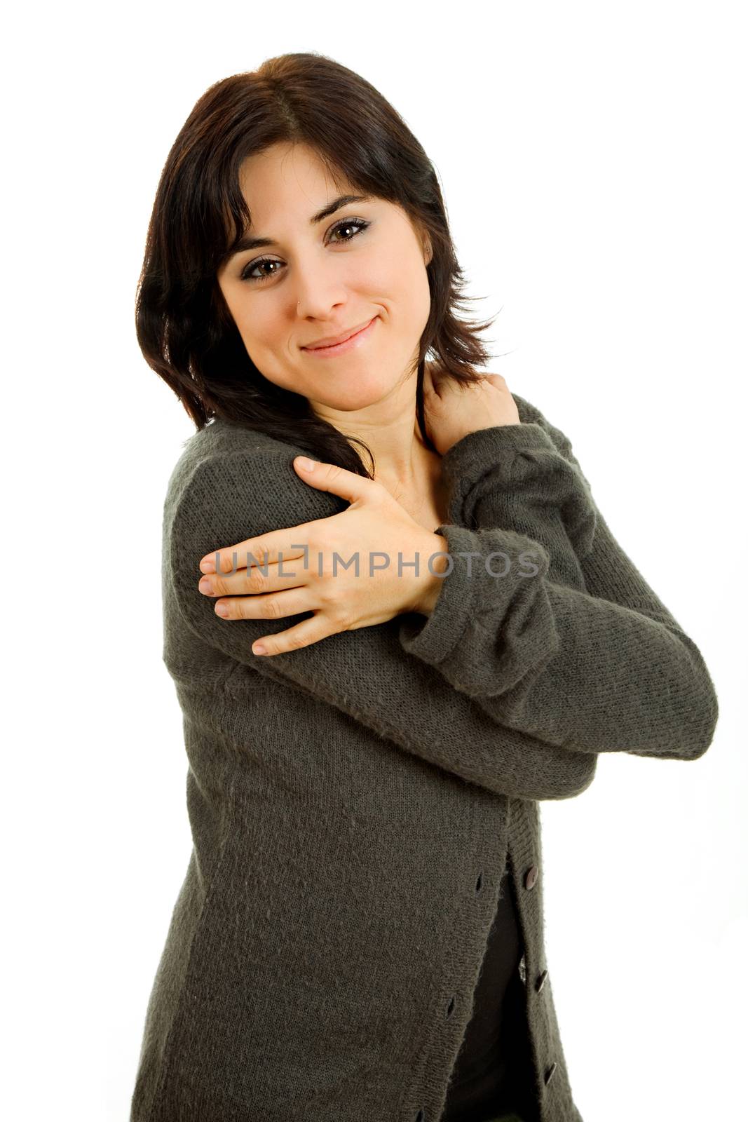 young beautiful woman portrait, isolated on white