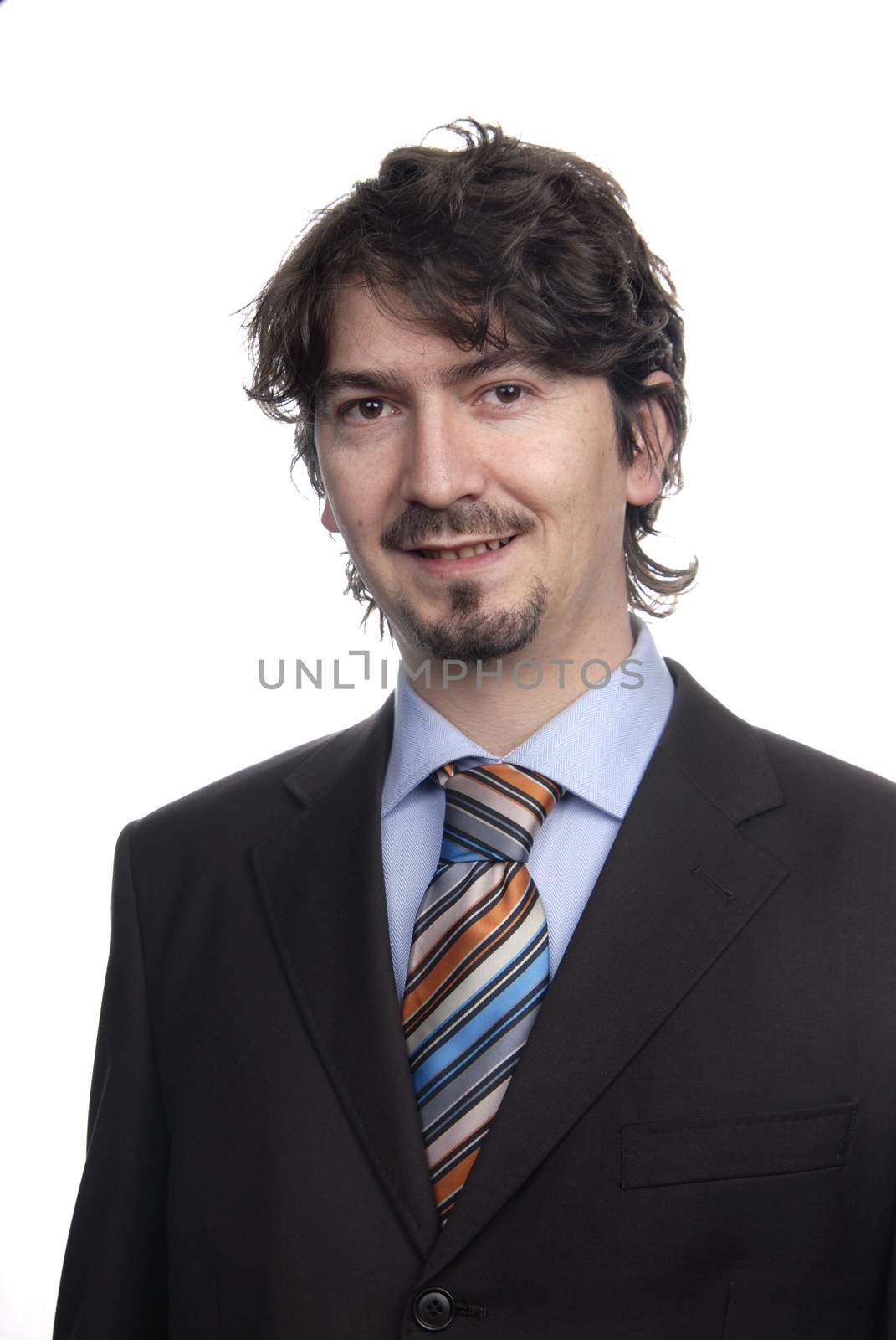 young business man standing on white background