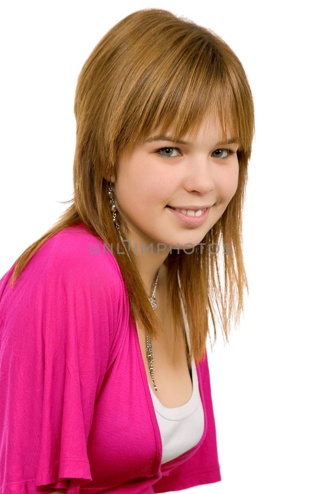 young casual blonde woman close up portrait