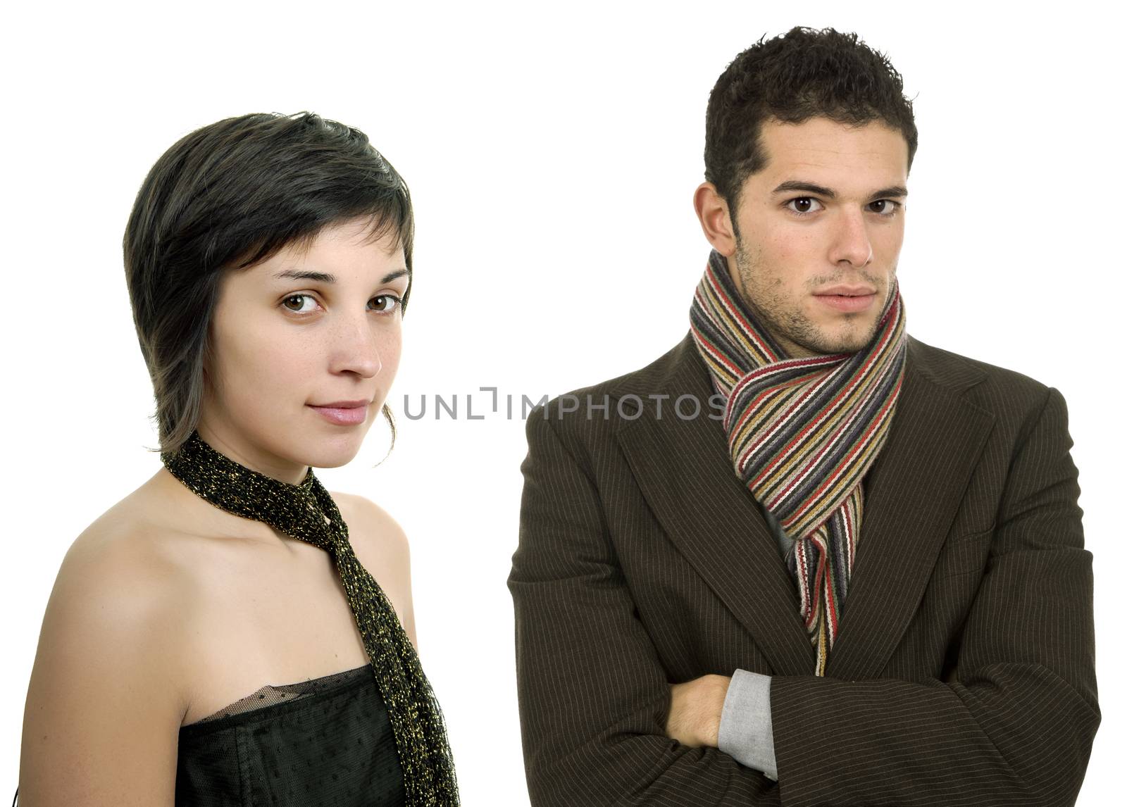 young fashion couple isolated on white background