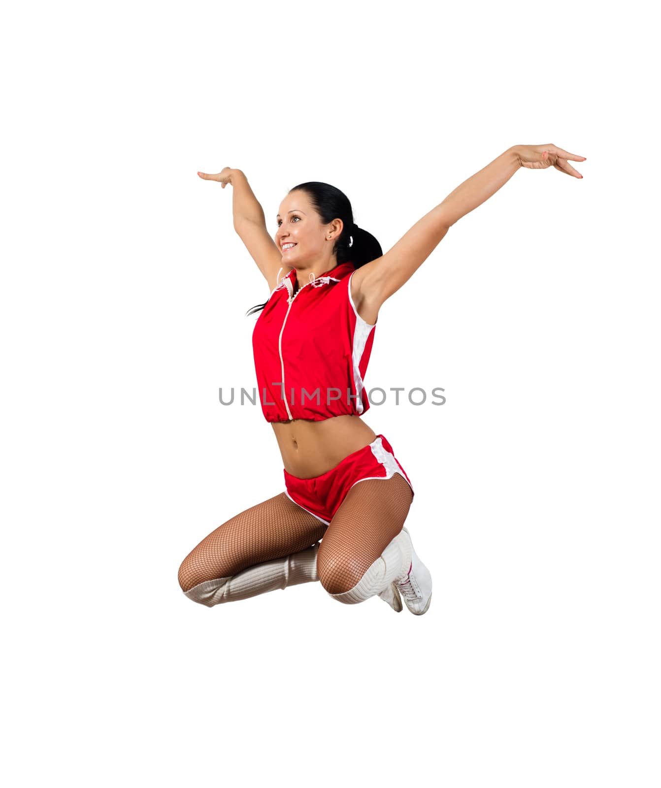 athletic young woman jumping by adam121