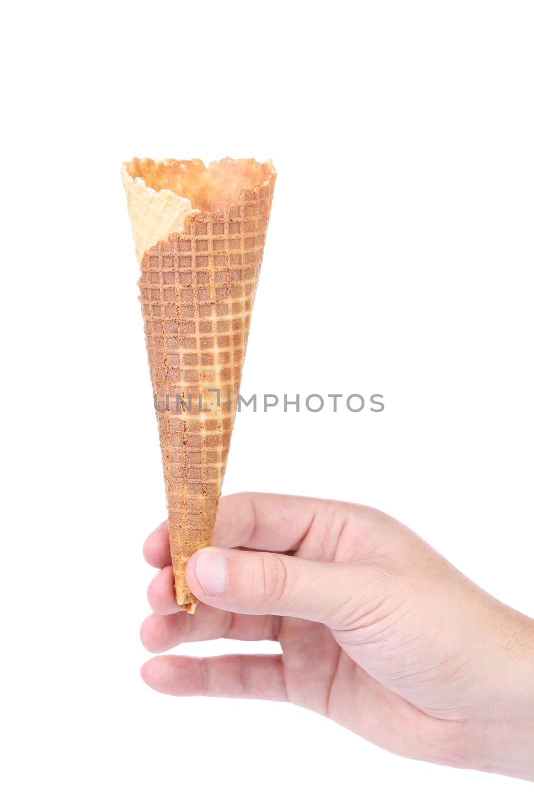 Wafer cup for ice-cream in hand. by indigolotos
