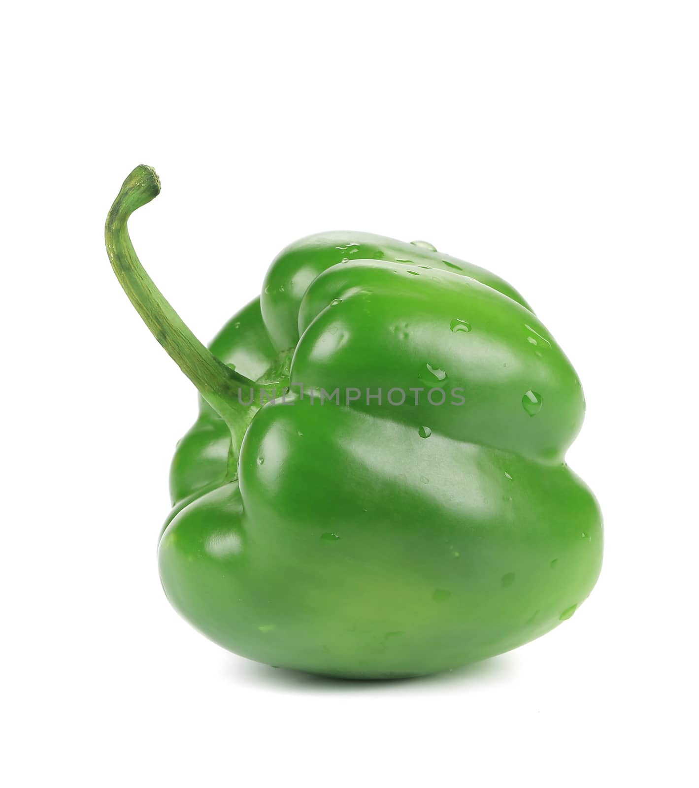 Sweet green pepper. Isolated on a white background.