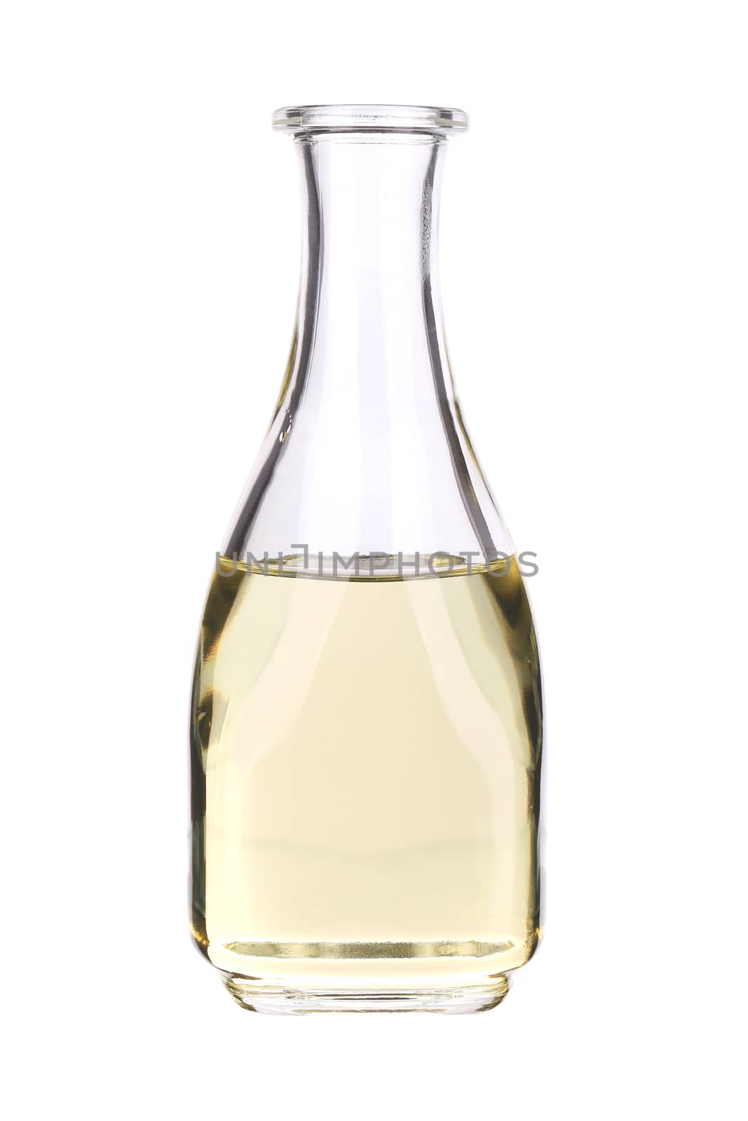 Glass bottle for oil or vinegar. Isolated on a white background.