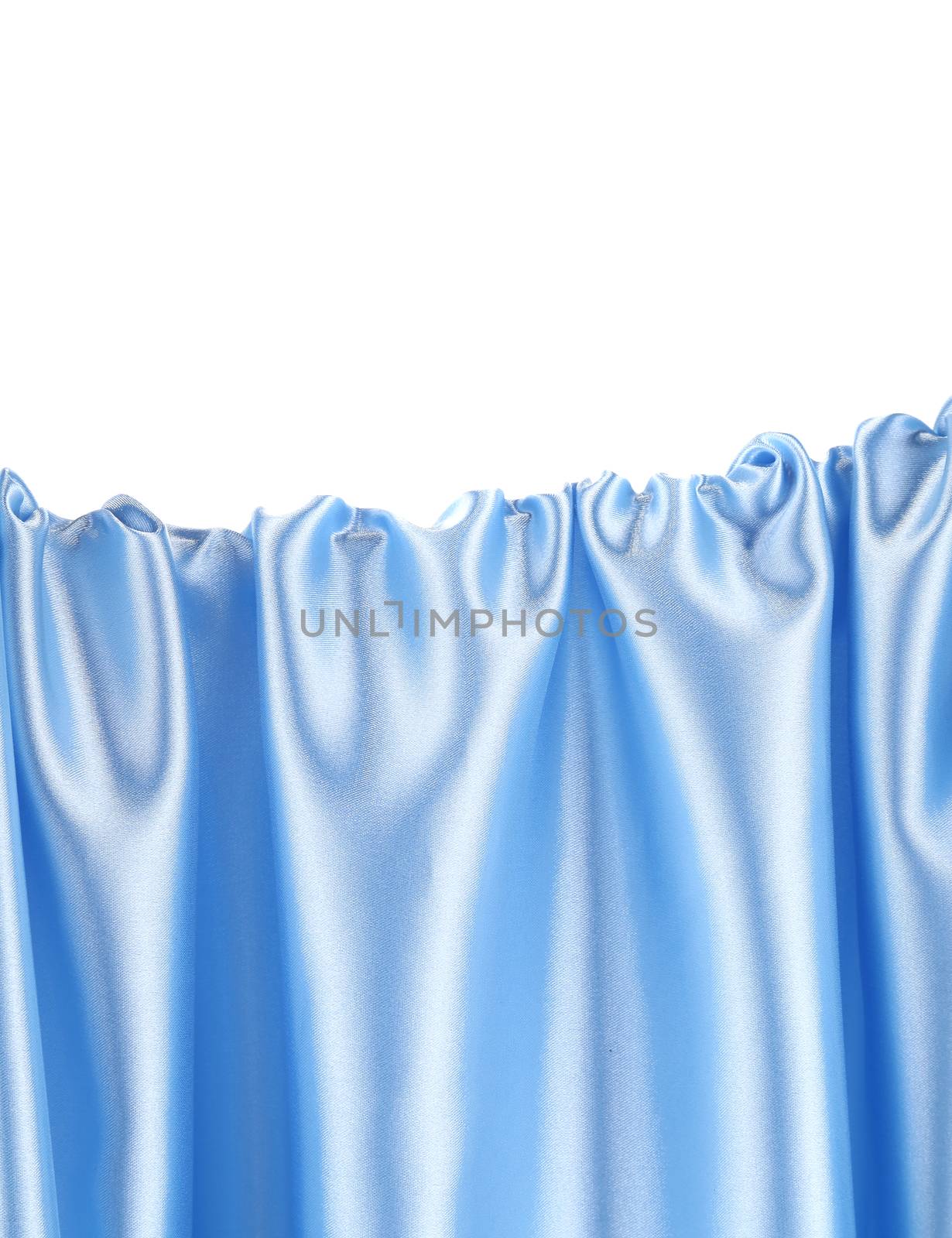 Light blue cloth. On a white background. Place for text.