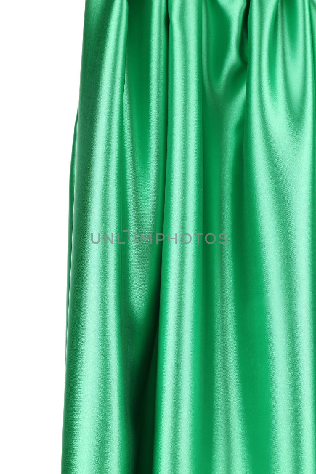 Creases in green fabric. Close up. Whole background.