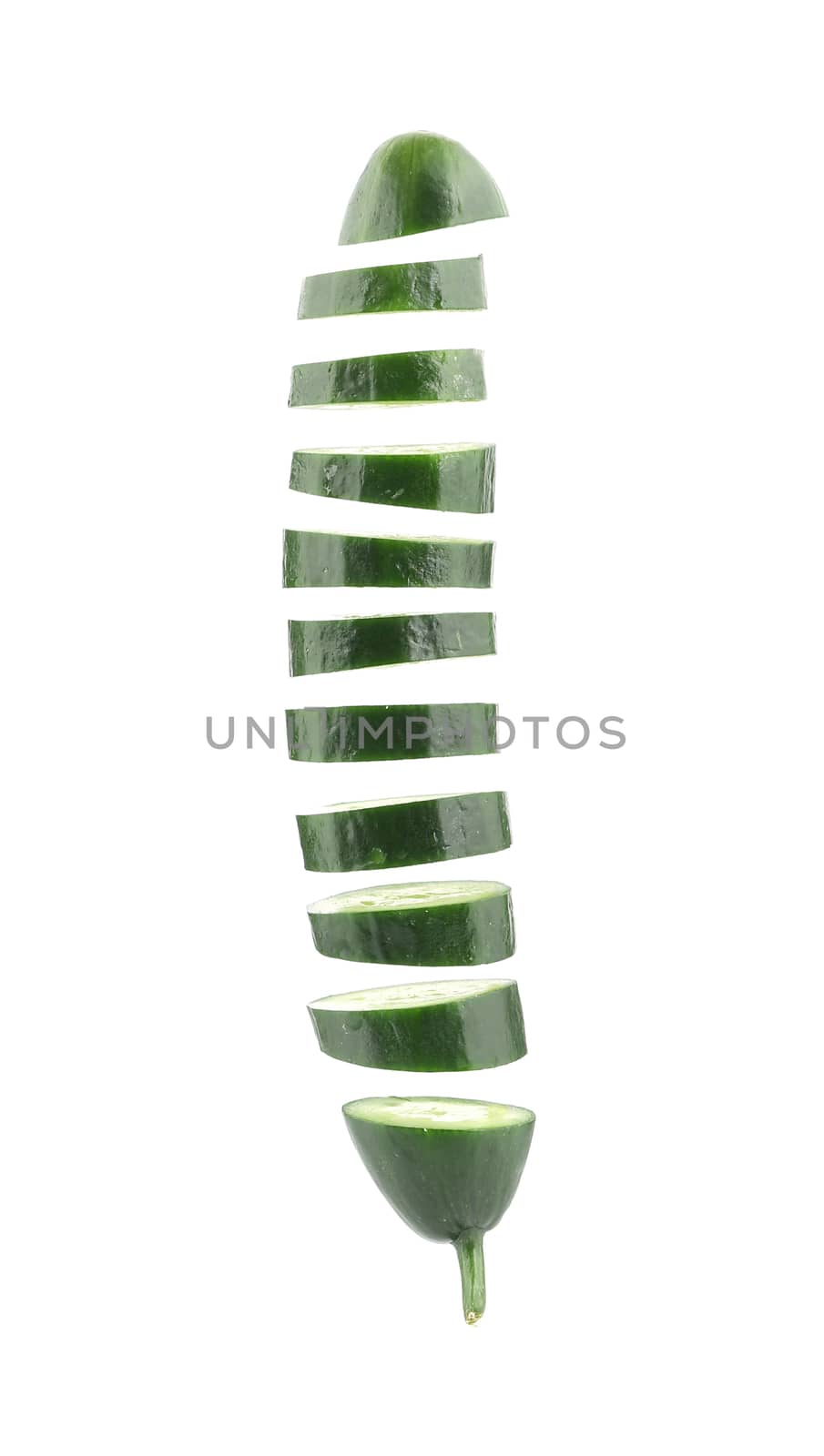Slices of cucmber. Isolated on a white background.