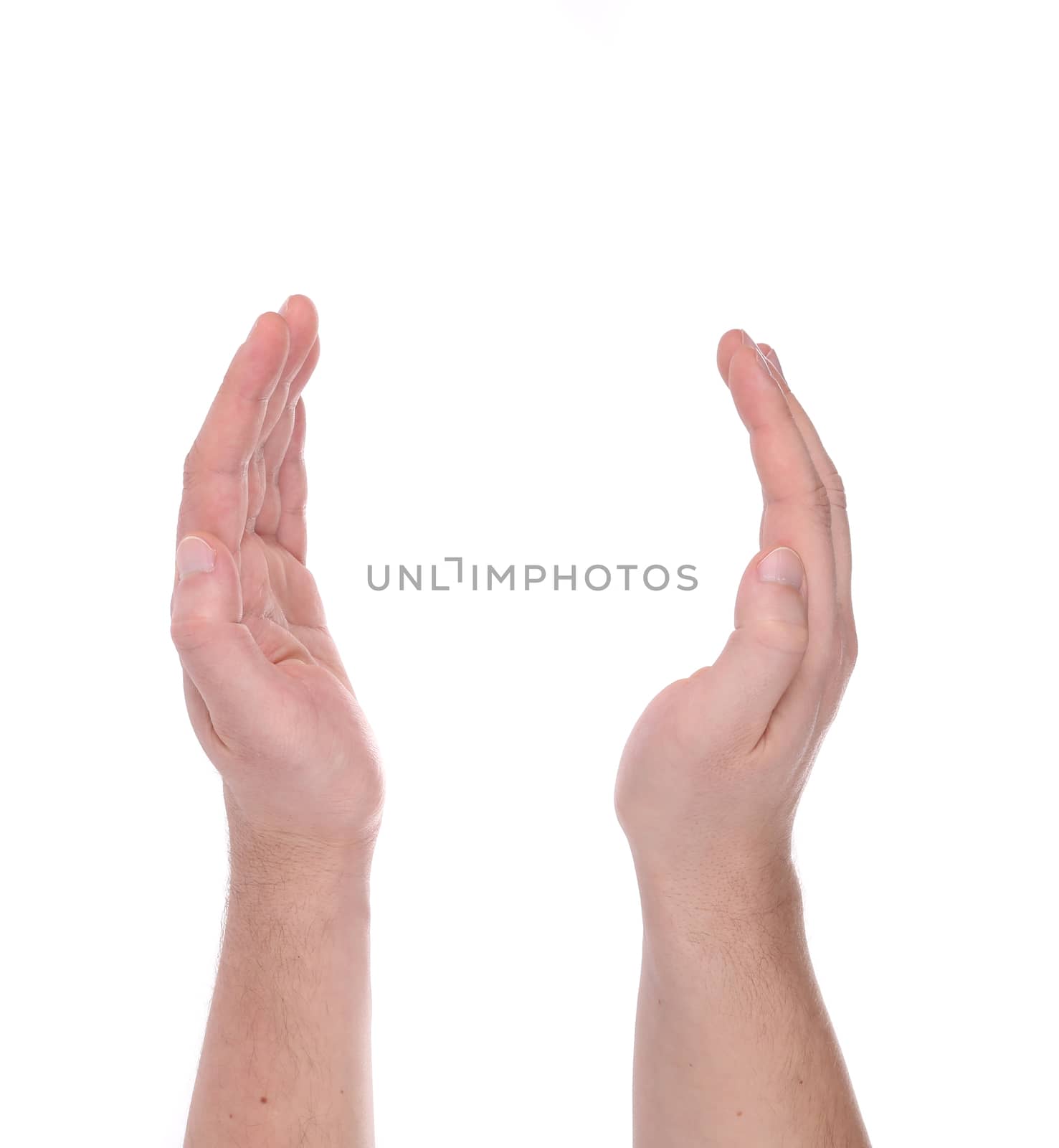 Man hand sign. Isolated on a white background.