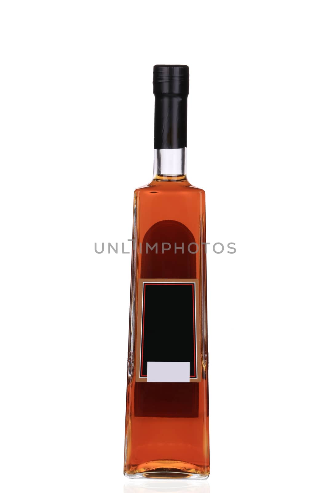 Cognac bottle on white background. by indigolotos