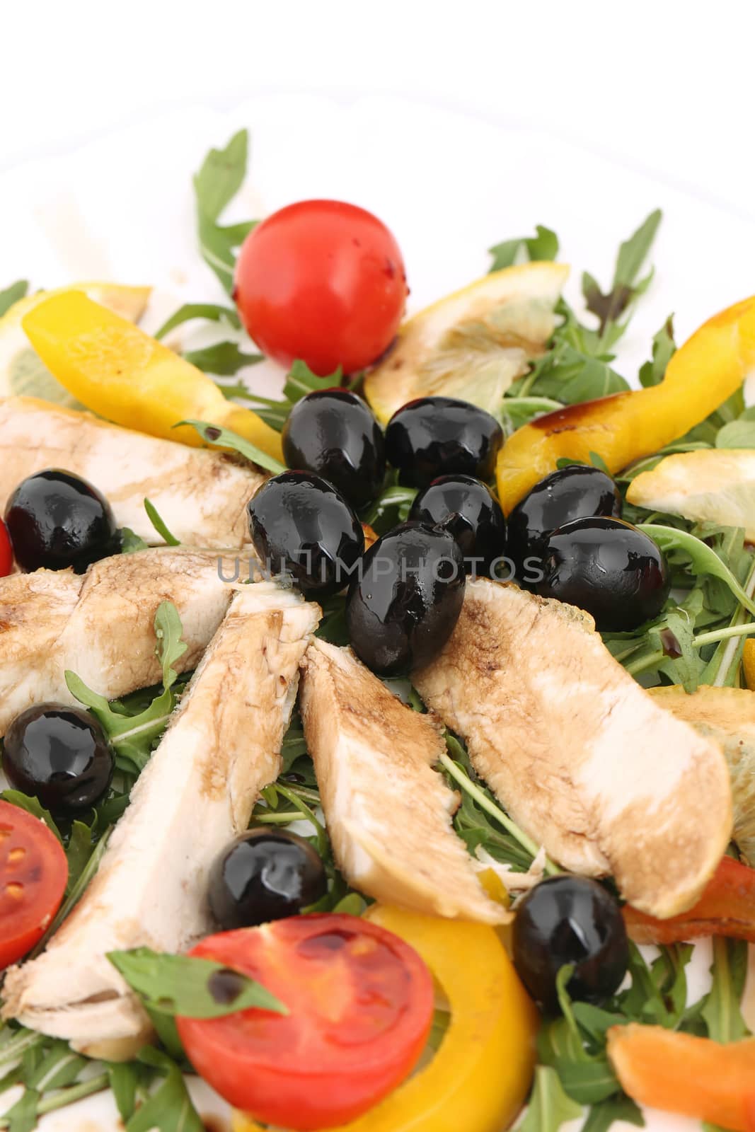 Chicken salad close up. Macro. Whole background.