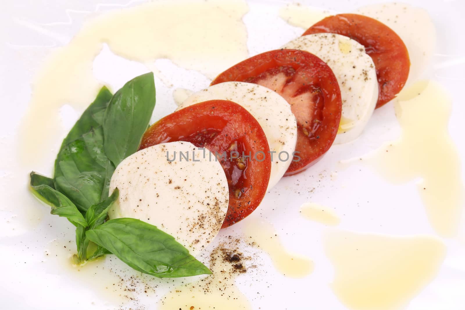 Close up of caprese salad. Macro. Whole background.