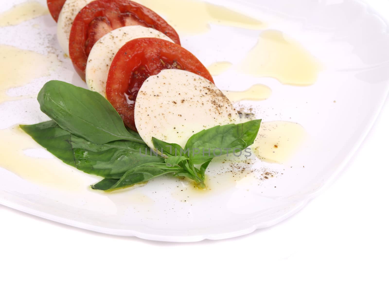 Close up of caprese salad. Macro. Whole background.