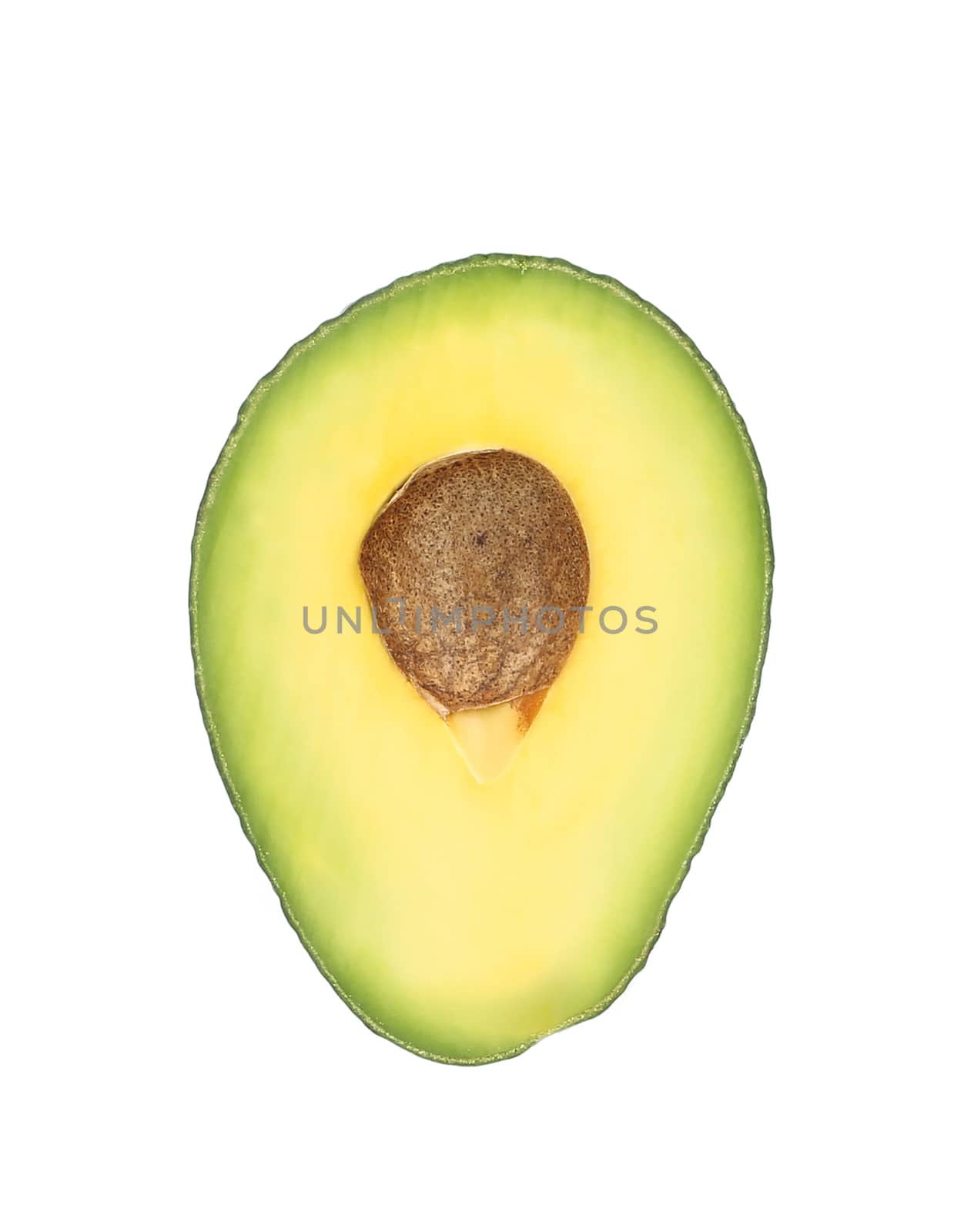 Slice of avocado. Isolated on a white background.