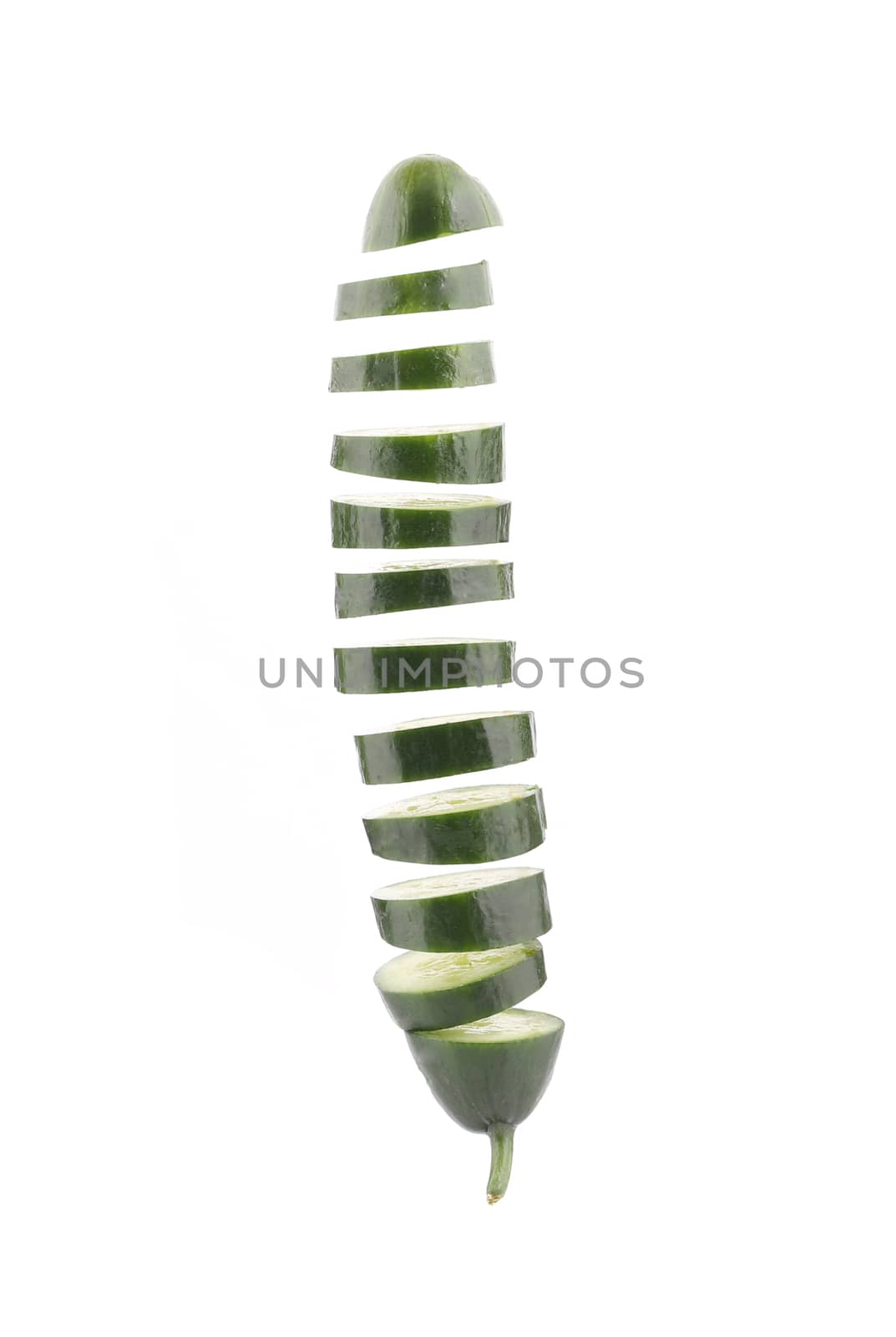 Slices of cucumber. Isolated on a white background.
