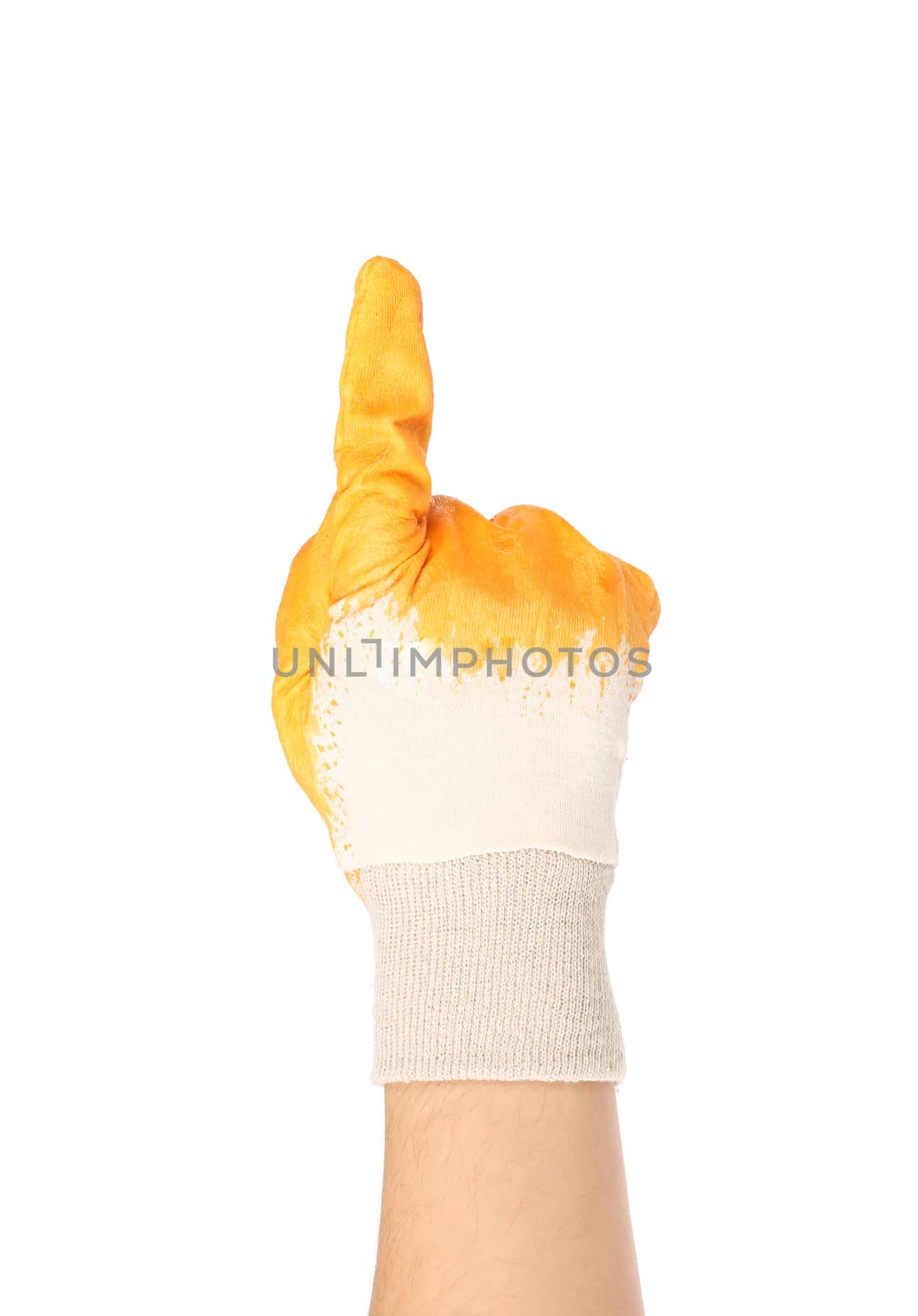 Hand in rubber glove shows one. by indigolotos