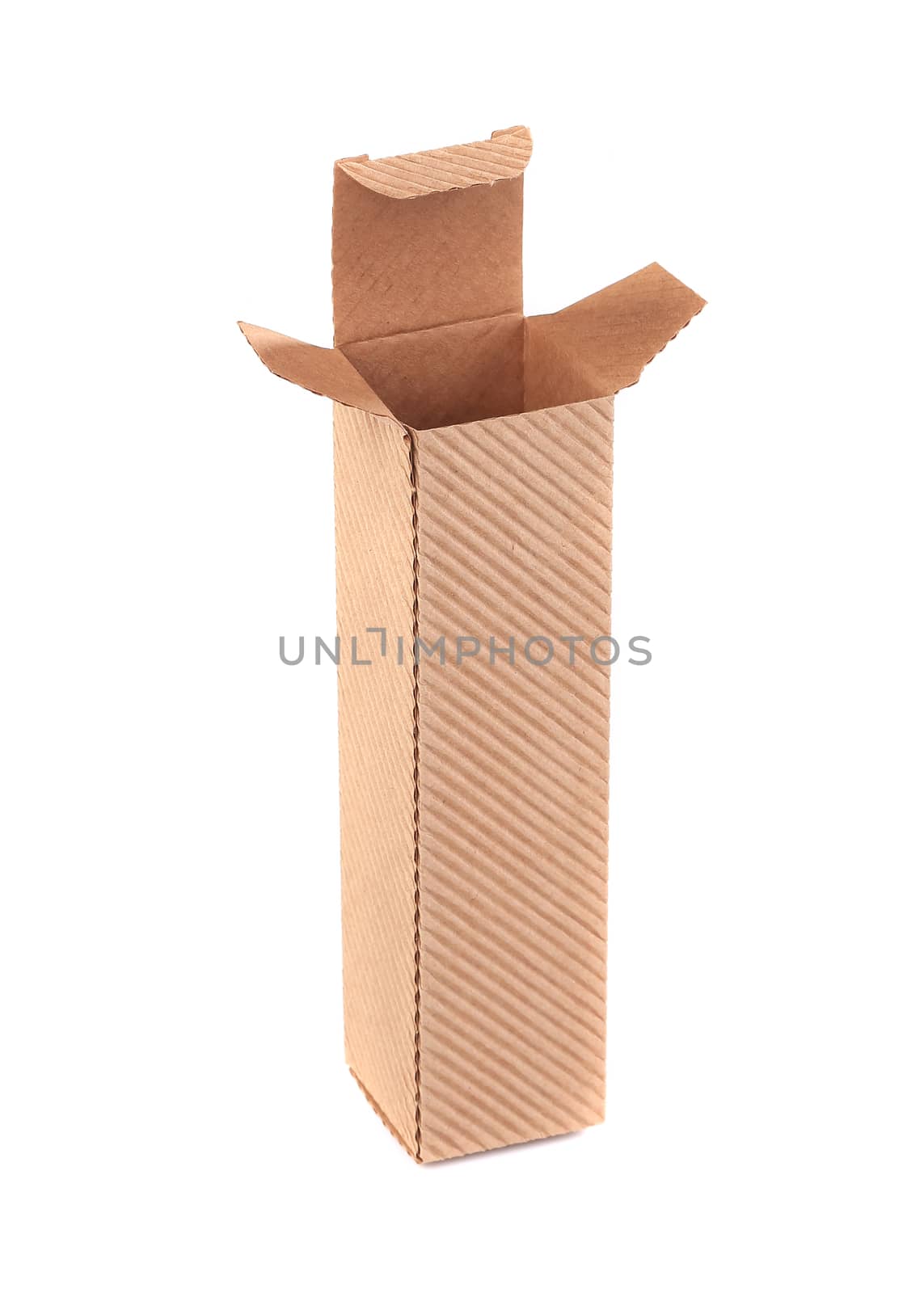 Opened cardboard box. Isolated on a white background.