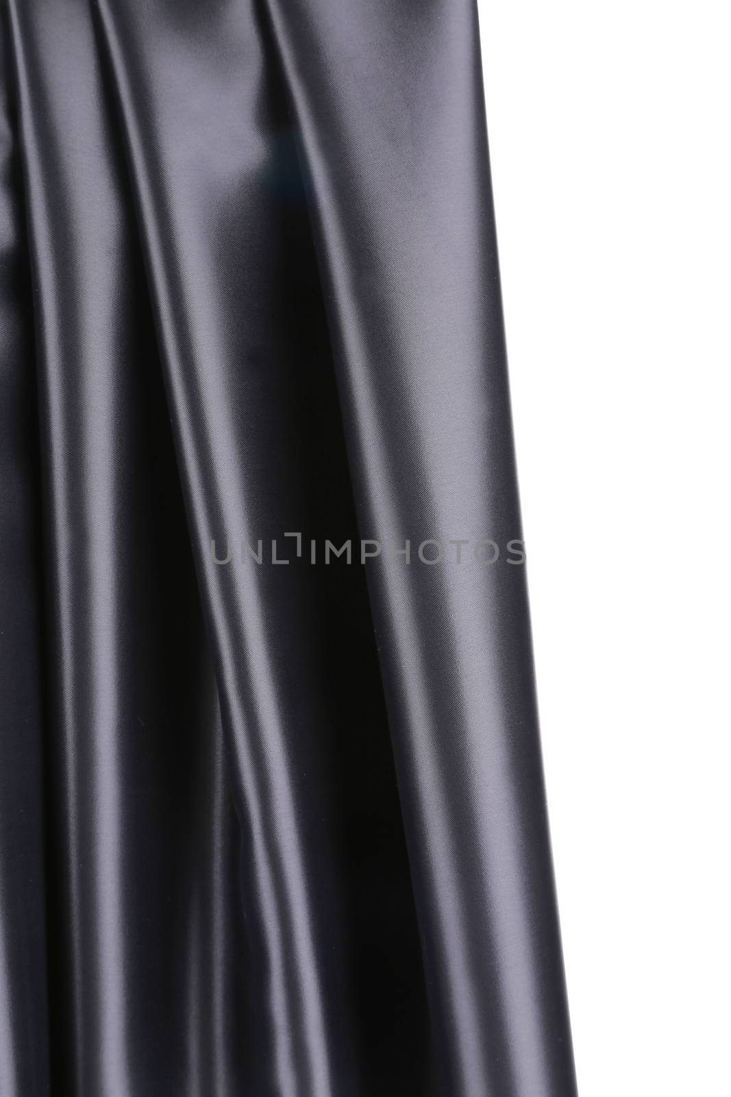 Black silk drapery. Isolated on a white background.