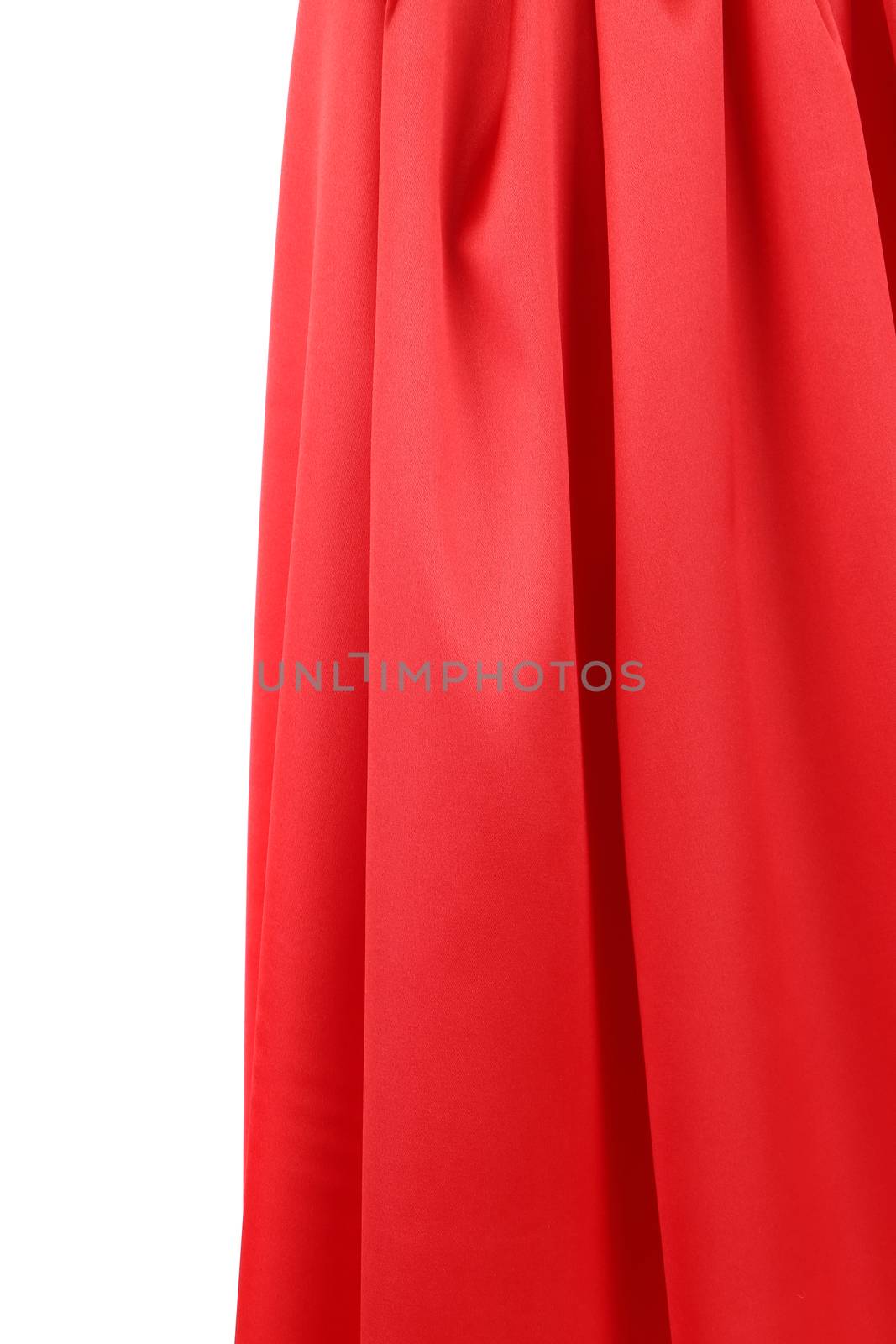 Red silk drapery. Isolated on a white background.