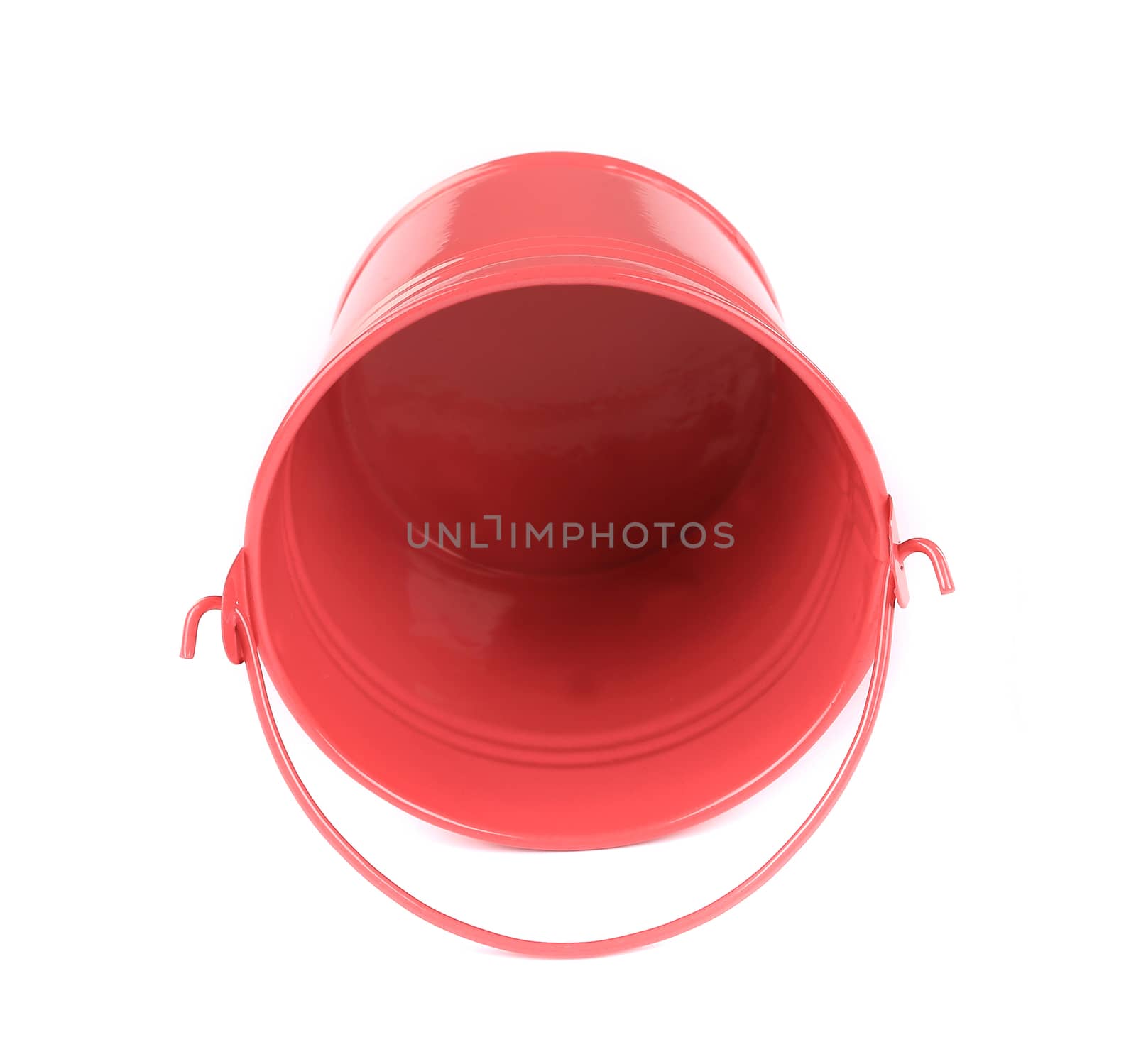 Pink metal bucket. Isolated on a white background.