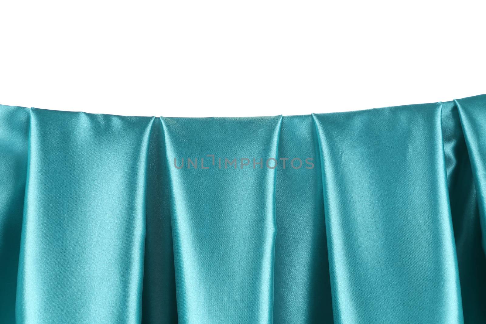 Aquamarine silk drapery. Close up. Whole background.