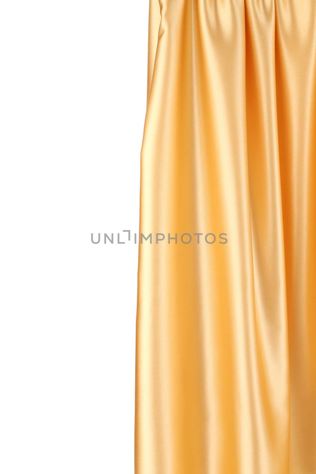 Gold silk drapery. Close up. Whole background.