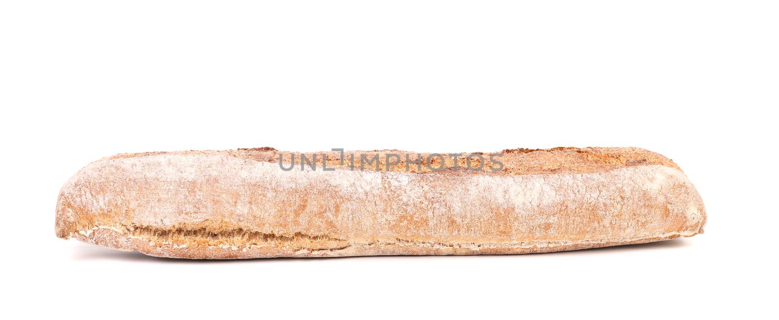 Crispy baguette. Isolated on a white background.