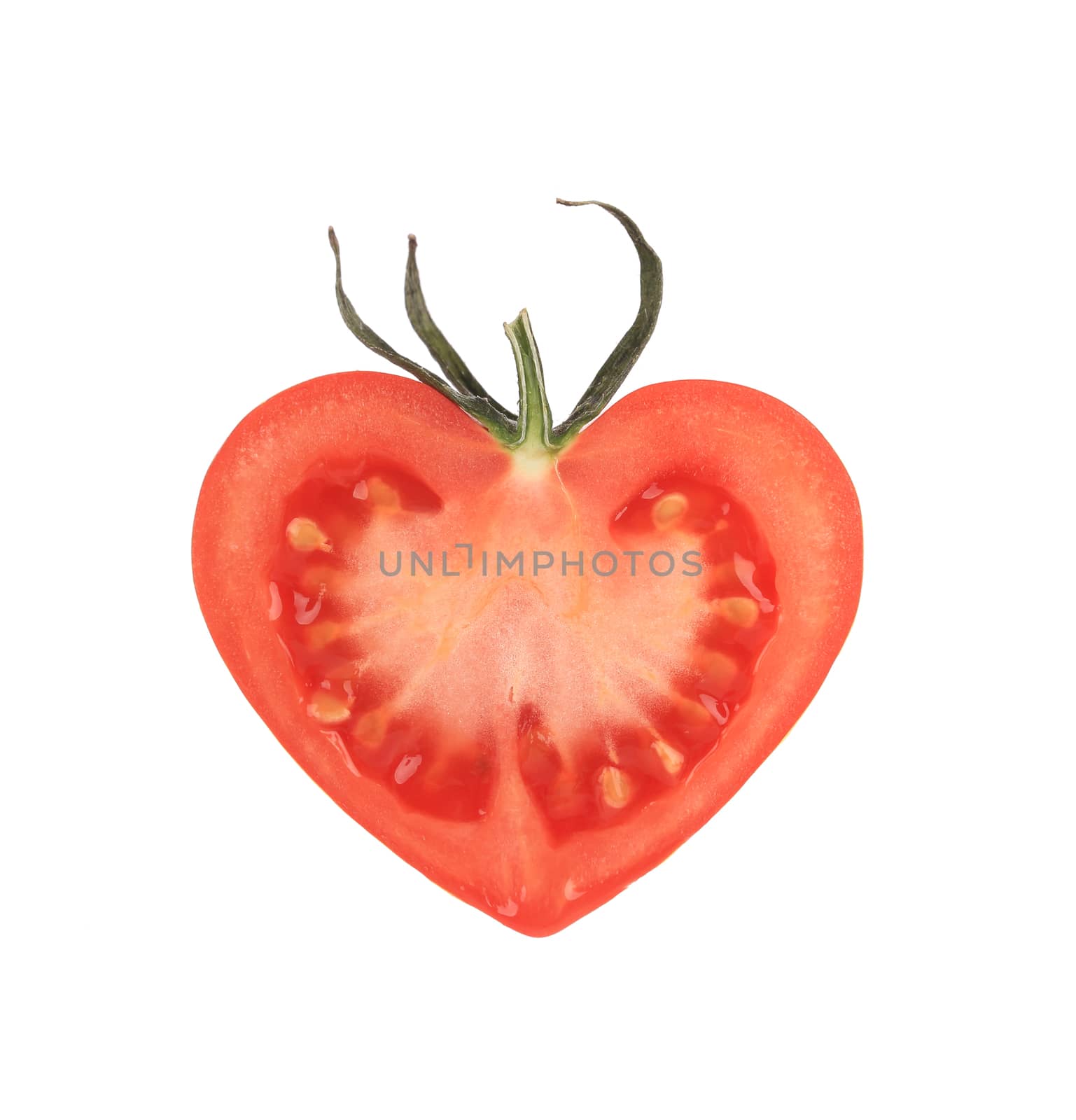 Heart-shaped tomato. Isolated on a white background.