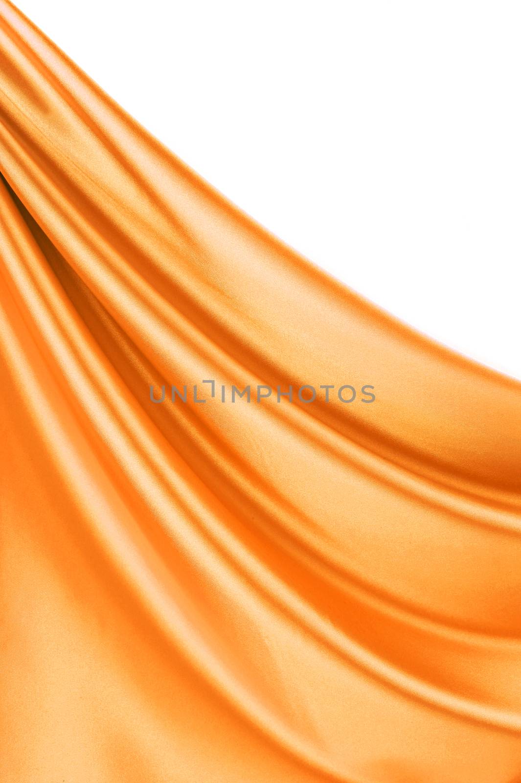 Golden satin. Located on a white background.