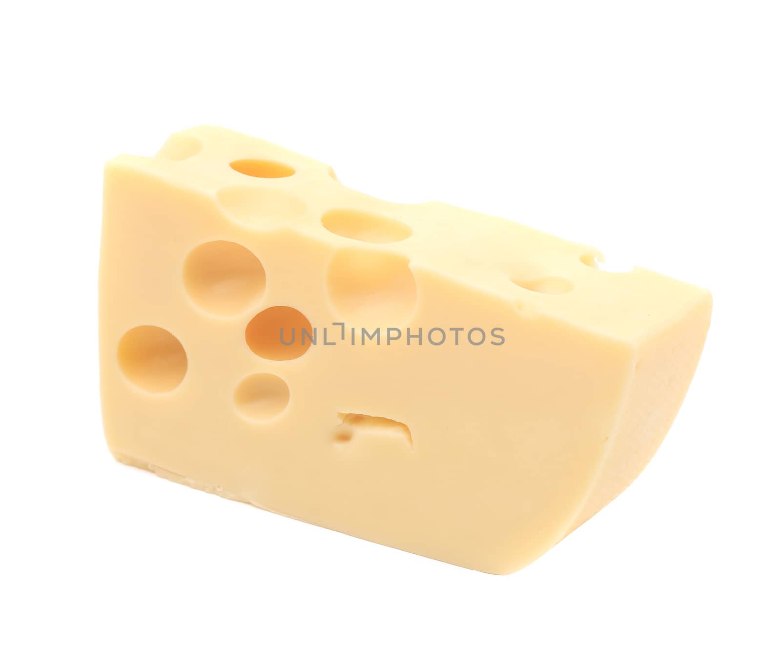 Block of cheese. Isolated on a white background.